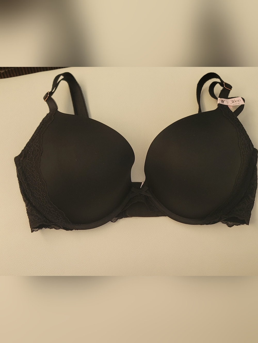 Victoria's Secret Black Smooth Bra with Lace Trim